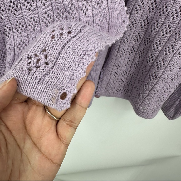 Vintage 90s Purple Sweater Cardigan Size XL Fairycore Whimsical Grannycore - Picture 5 of 7